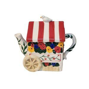 Pfaltzgraff Hand Painted Sculpted Mini Teapot 'Painterly Bouquet" NIB